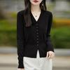 Cárdigan de punto de manga larga francés, chaqueta de mujer, suéter, prendas de vestir exteriores cortas, delgadas y de cintura alta