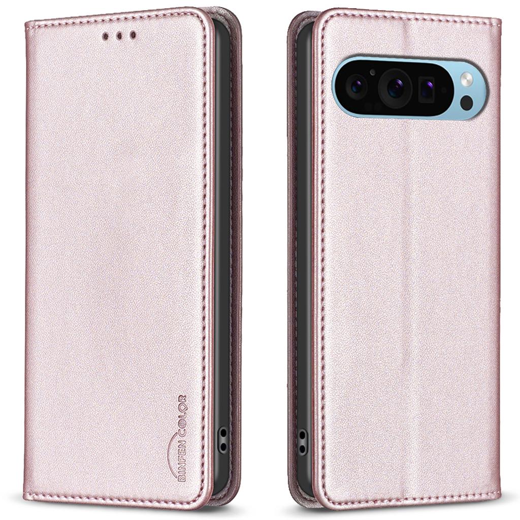BINFEN COLOR BF18 For Google Pixel 9 Pro XL Case PU Leather Viewing Stand Phone Cover with 3 Card Holder