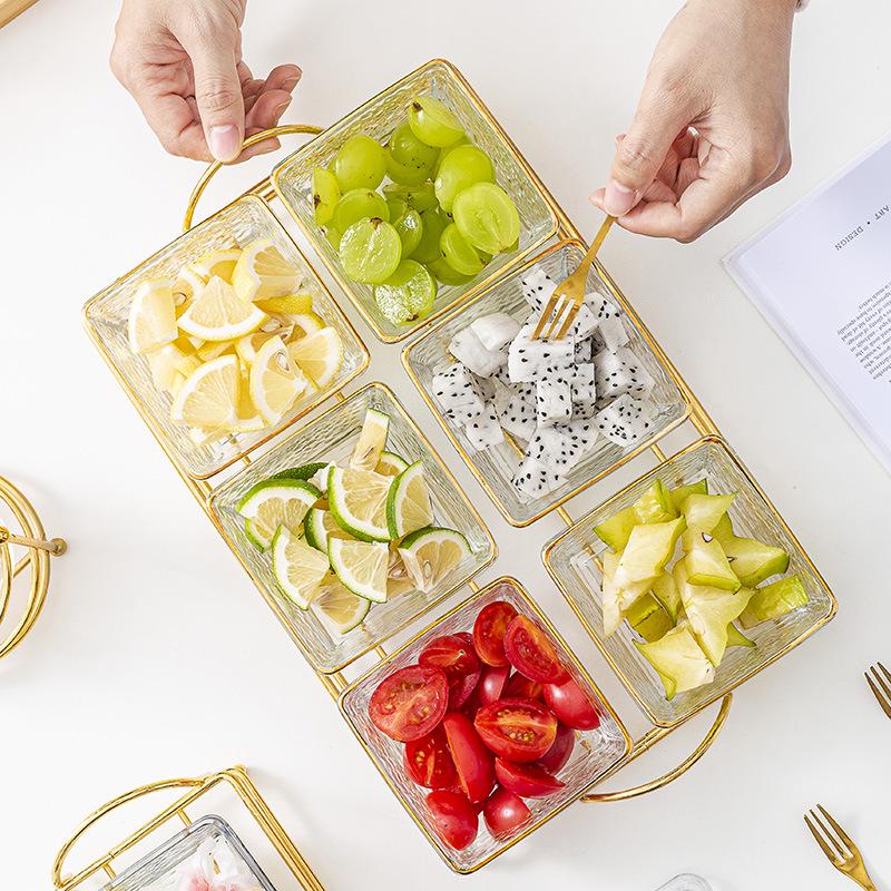 KTV Glass Partition Fruit and Dessert Plate with Cover