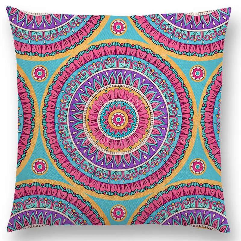 Neuheiten Boho Bunt Sonnenaufgang Regenbogen Diamantblumen Blüte Paisley Blumenmuster Mandalas Drucke Kissenbezug Kissen