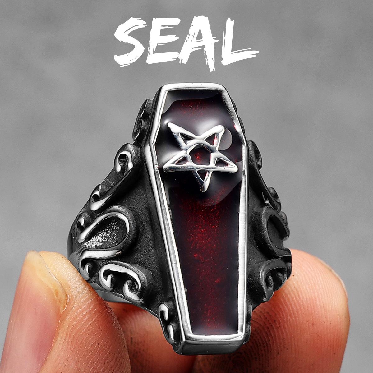 Gothic Mummy Vampire Coffin Men Rings Stainless Steel Women Jewelry Punk Rock Cool Stuff Fashion Accessories Gift 5