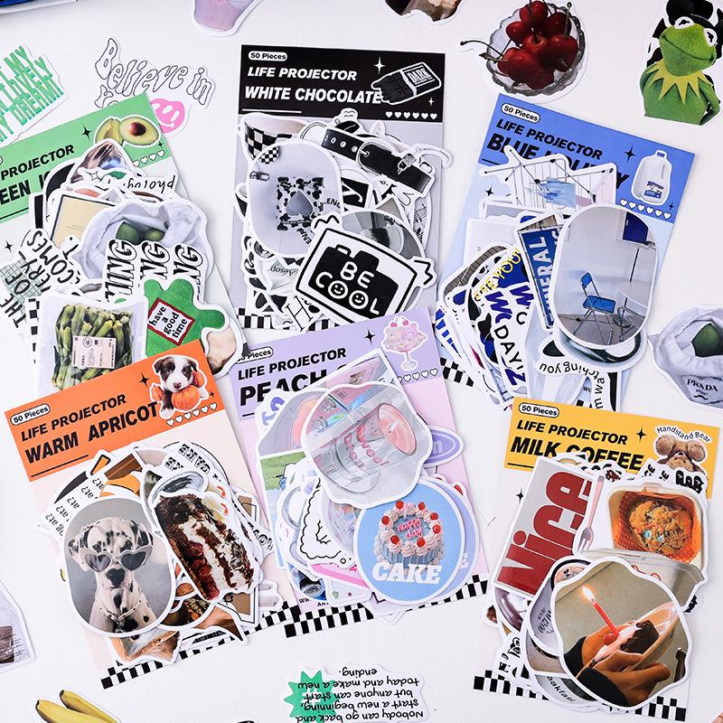 Jilü Yù Jiàn Eslite Life Projektor Serie - Koreanischer Stil DIY Journaling Sticker-Pack (50 Stück)
