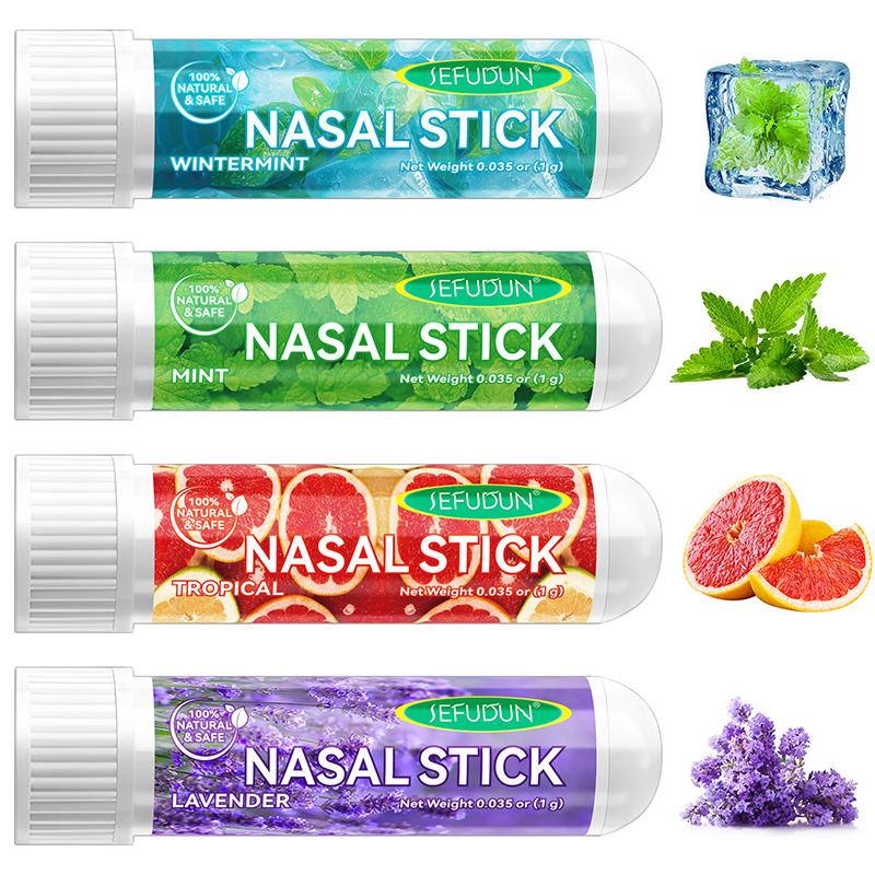 4 шт./упаковка. Назальные стики длительного действия, освежающие, с ароматом мяты, ингалятор с эфирным маслом.