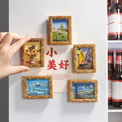 1/3/6 Pezzi Pittura Famosa nel Mondo Magnete per Frigorifero Casa Ufficio Cucina Armadietto Frigorifero Resina 3D Pittura a Olio Arte Decorazione Magnetica Ornamento