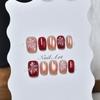 Fake nails wear nail removable cat's eye nail art piece 2026 new red fireworks nail art fake nails