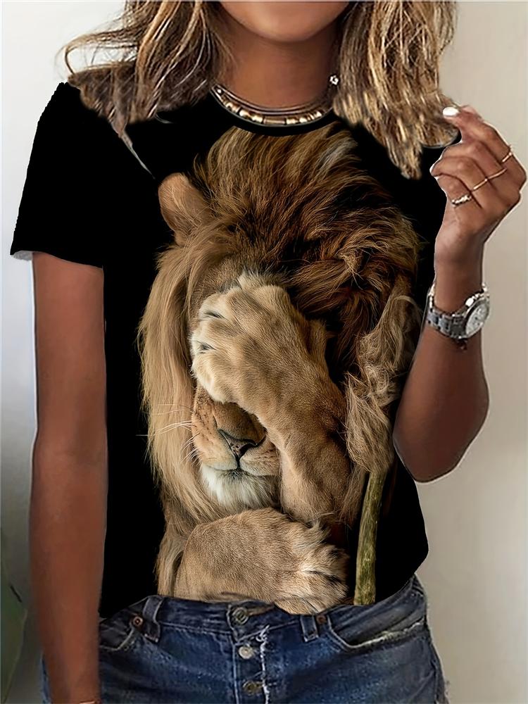 Sommer Freizeit Damen T-Shirt Cartoon Süße Katze Aufdruck O-Ausschnitt Kurzarm Damen Outdoor Lockeres T-Shirt Tops Elegante Kleidung