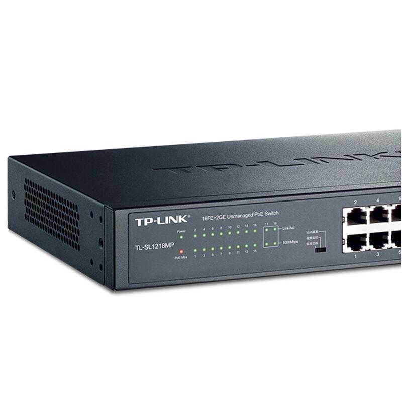 TP-LINK TL-SL1218MP 16-Port Fast Ethernet PoE+ Switch with 2 Gigabit Uplinks