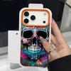 For iPhone 18 Pro Max Case Lettered Skull Pattern Leather Texture Silicone Cover For iPhone 17 16 15 14 13 Pro Max 16E 17E