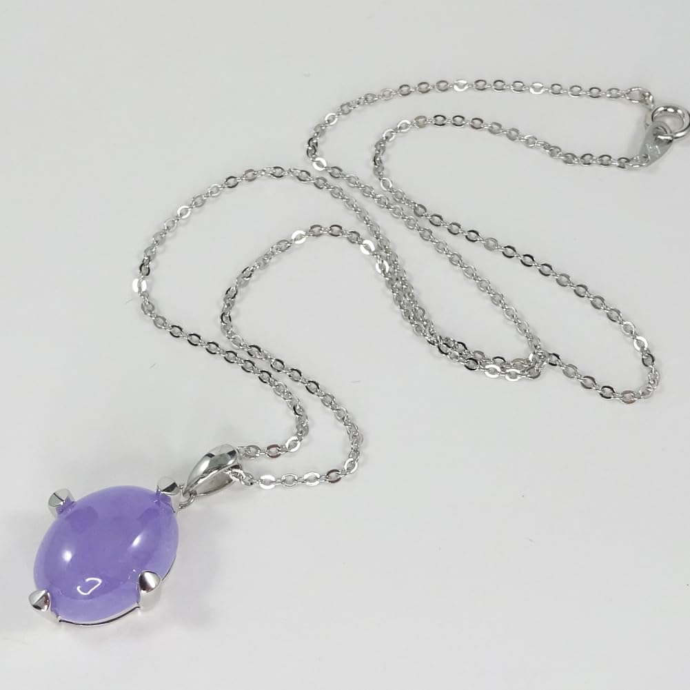 [Your and My Jewelry Box] SV Natural Lavender Jade Pendant Necklace - Extra Large 4.0 Carat Volume, May Birthstone [Gift Wrapped]