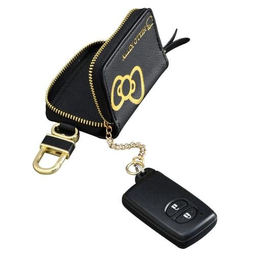 SEIWA Car Supplies Hello Kitty Key Case KT523 Smart Key Storage Black & Gold HELLO KITTY