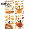 Fall Window Decoration Supplies 4 Sheets Thanksgiving Static Stickers, Decorative Vinyl Decals, Autumn Turkey Harvest Festival Art Maple Leaves