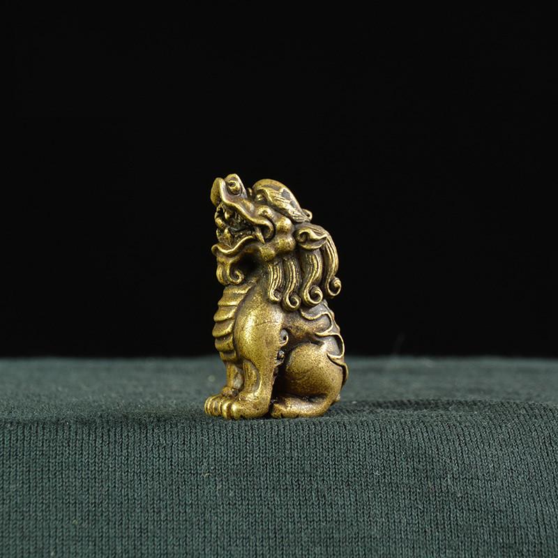 Antique Copper Chinese Mythical Beast Pixiu Miniature Figurines 1 pcs Ornaments Brass Lucky Animal Be safe Desktop Decorations