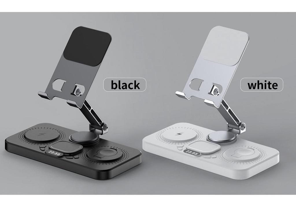 7-in-1 Foldable Wireless Charger for Phone, Watch, Earbuds, Clock, and Lights with Tablet Stand