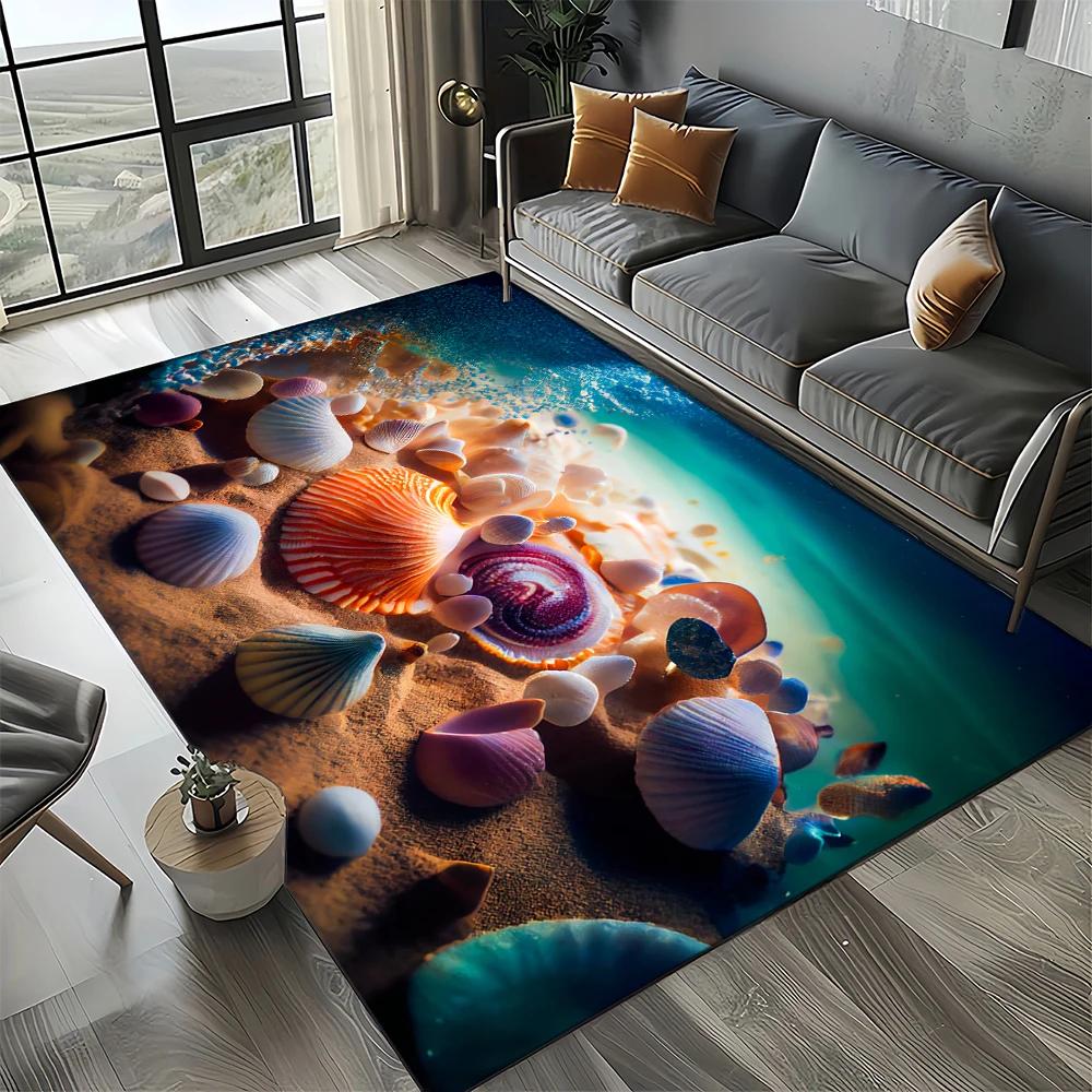 29 Style Starfish Beach Shell Sea Star Sand Carpet Rug for Living Room Bedroom Home Sofa Decoration,Kids Play Non-slip Floor Mat