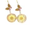 Summer Dried Daisy & Butterfly Earrings - Preserved Flower Design for Women