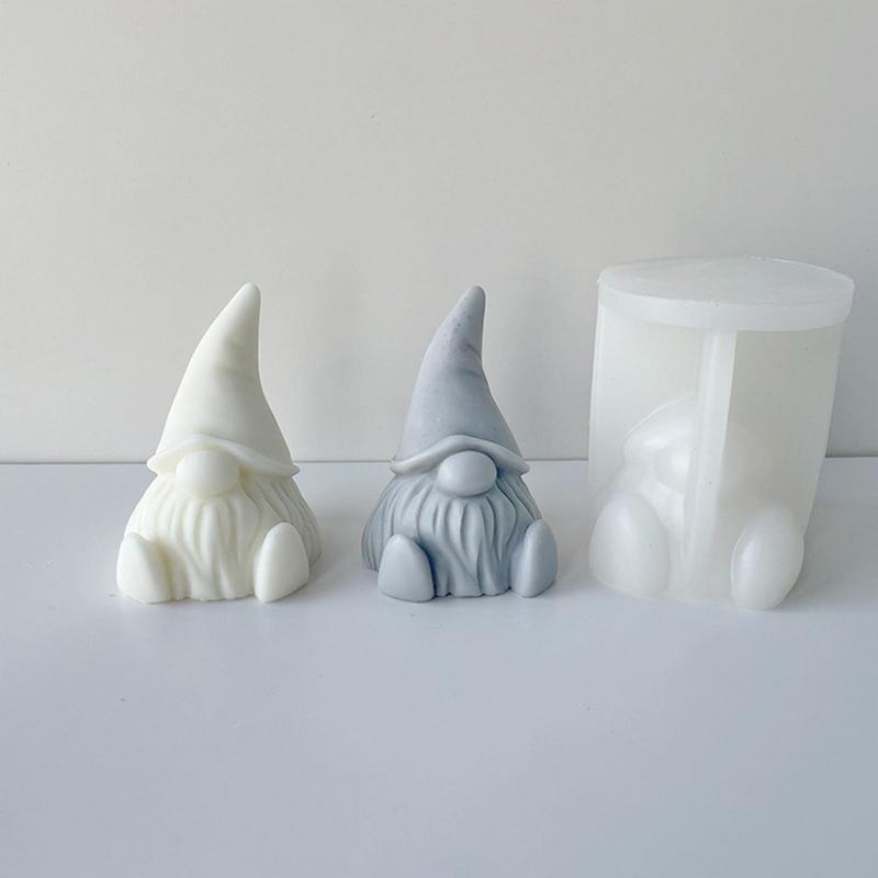 DIY Candle Silicone Mold 3D Gnome Christmas Handmade Gypsum Soap Cement Resin Molds Festival Xmas Gift Candle Making Supplies