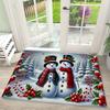 Premium Flannel 1pc, Christmas Theme Carpet, Snowman Pattern Welcome Mat for The Door, Non-Slip And Washable Carpet, Living Room