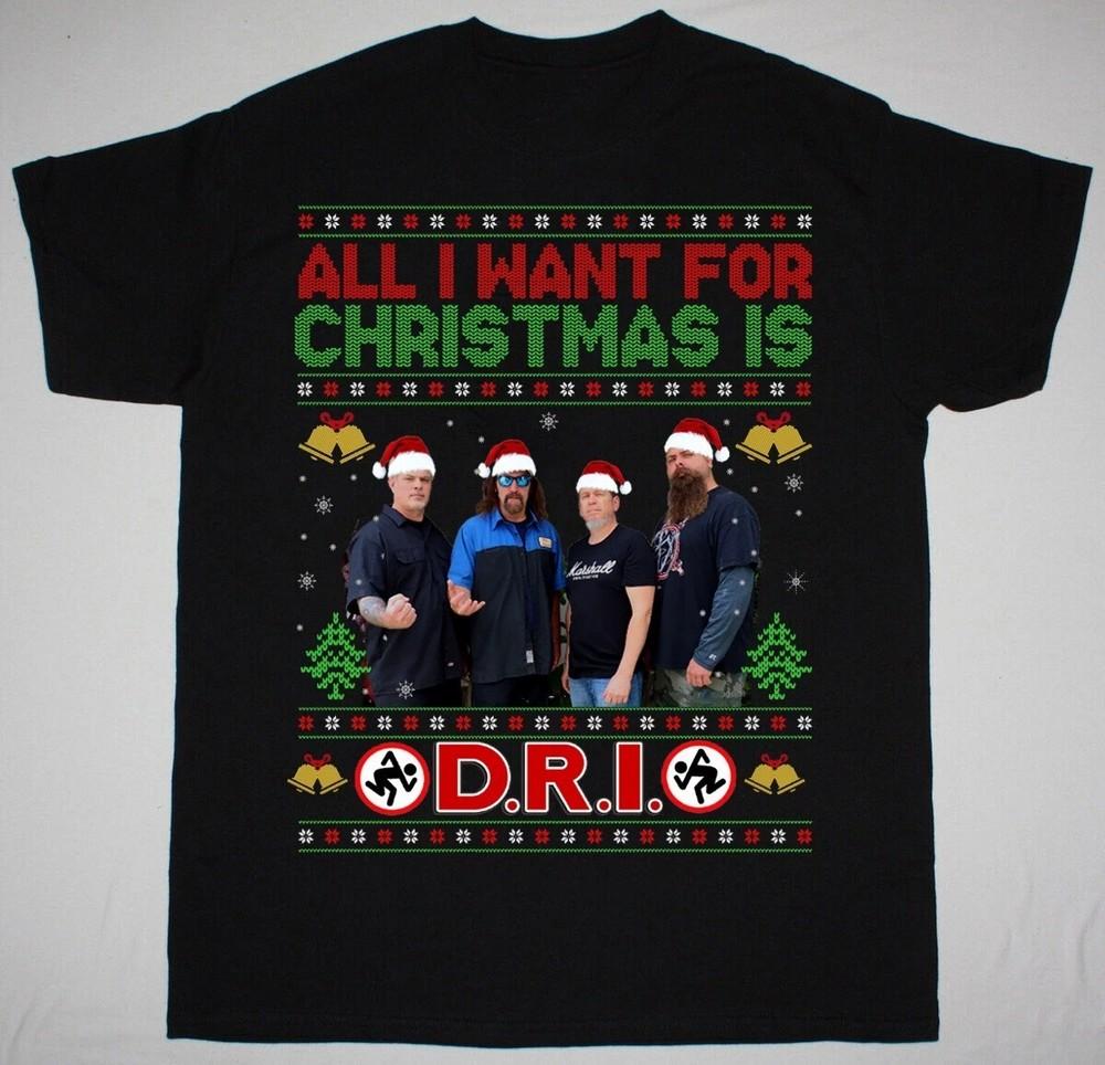 Merry Christmas Ugly Sweater D.R.I. Band Black S-3XL Gift Fan Unisex T-Shirt S