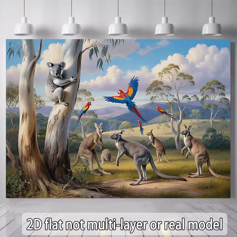 

2D Flat Printing Australian Animal Backdrop for Kids Birthday & Nursery 47.2x31.5inch/120*80cm