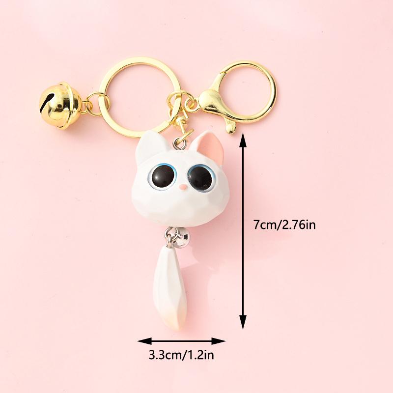 Kreativer Schlüsselanhänger mit Katzenkopf und großen Augen im Cartoon-Stil, süßer Katzenkopf-Anhänger, langlebig, exquisiter 3D-Schlüsselring, zum Aufhängen an ein Paar