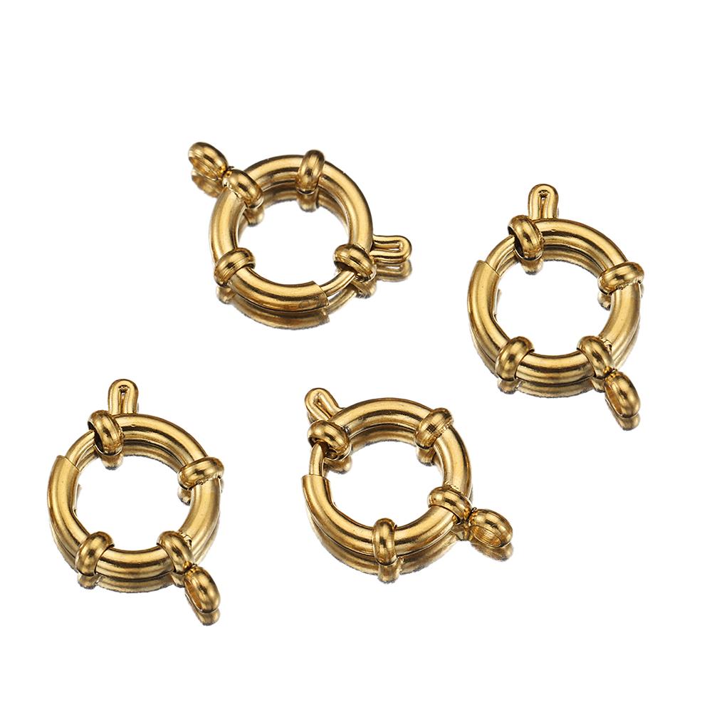 4 Stück 10-18mm Edelstahl Federverschlüsse Runder Seglerverschluss Armband Zwei Ösen Verbinder DIY Schlüsselbein Halskette Schmuckherstellung