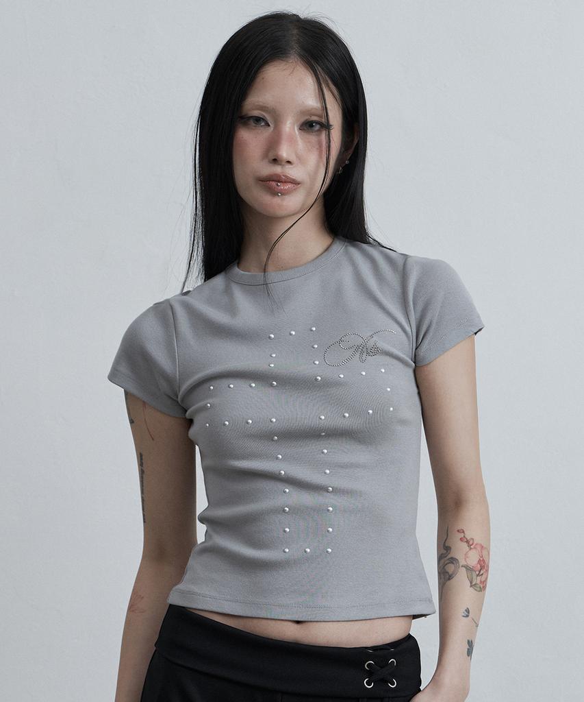 Aejeuyua Cross Hotfix T-Shirt Gray