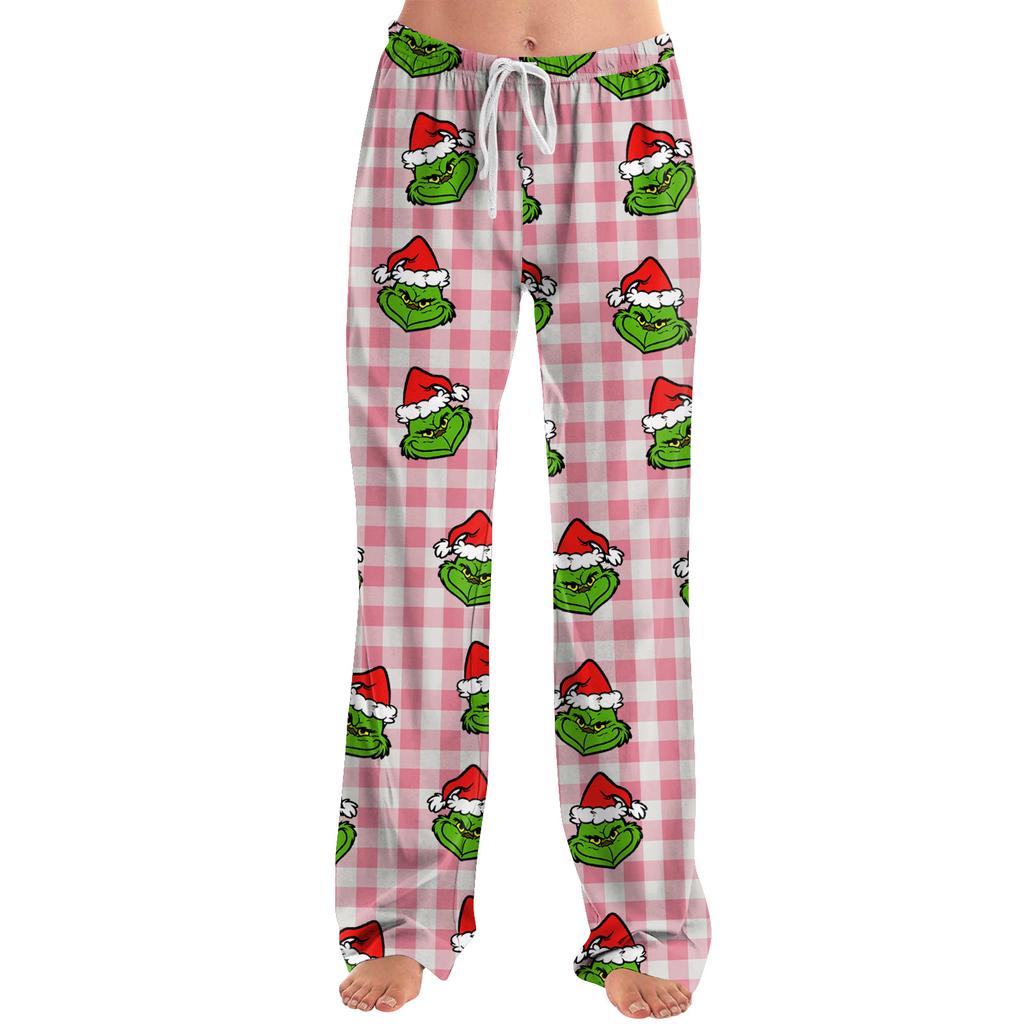 Damen Pyjamahose Nachtwäsche Lässige Hose mit Kordelzug und elastischer Taille Bequeme gerade lockere Yogahose