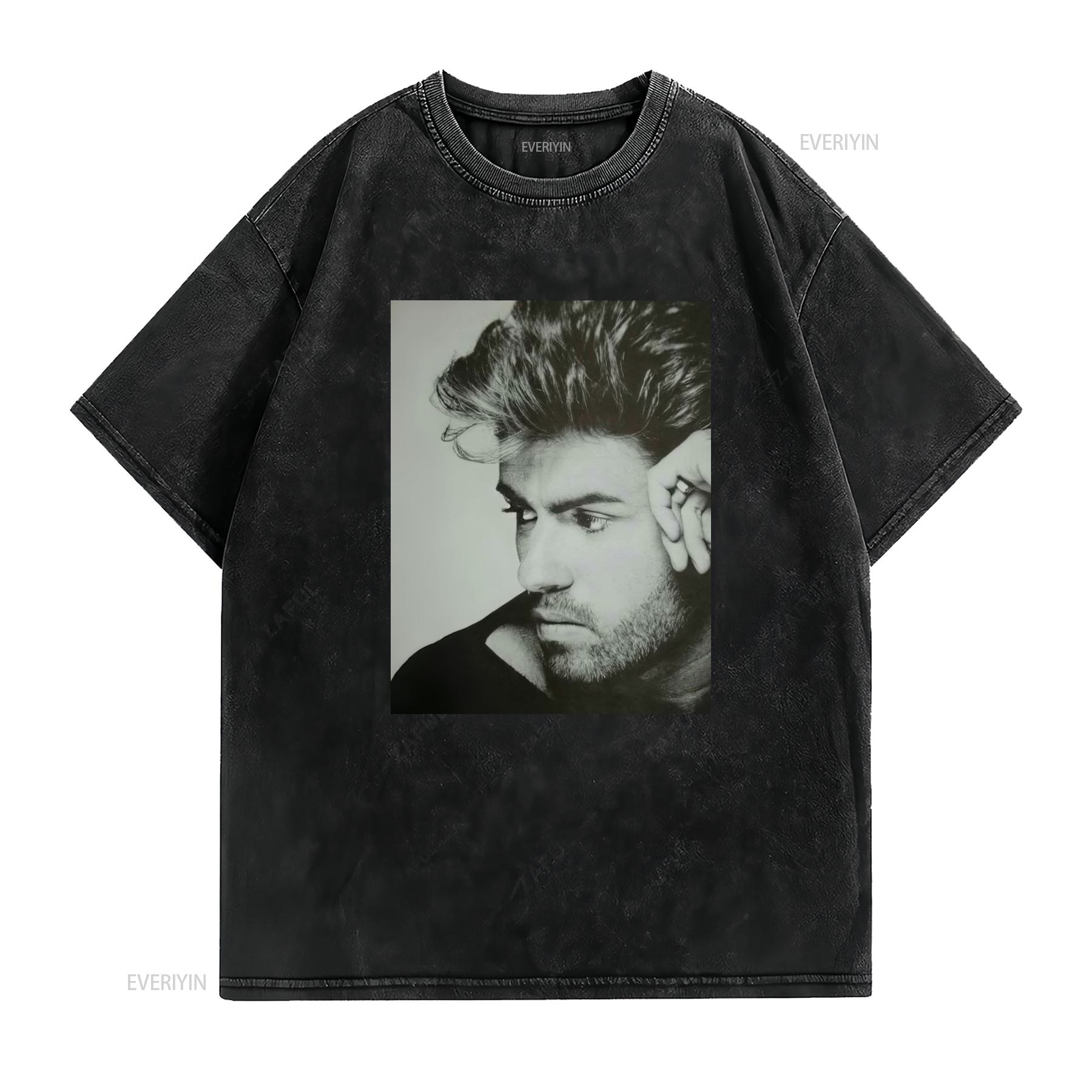 ZheXiong TEE George Michael Careless Whisper Ultra Katoen T-shirt vintage Gewassen mode Ademend Zacht grafisch Comfortabel Casual Licht 2XL