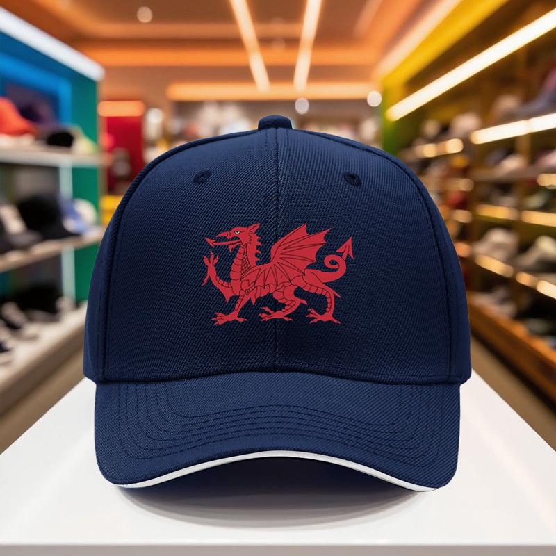 Welsh Dragon Baseball Cap Polyester Adult Unisex Adjustable Snapback Hat for Travel Sports Festival Wear