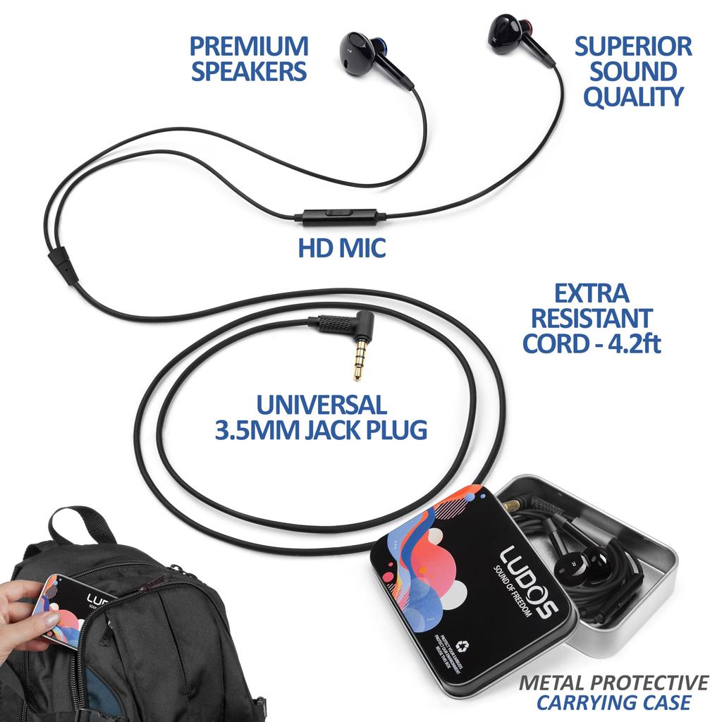 LUDOS NOVA Wired Earphones with Microphone and Noise Isolation