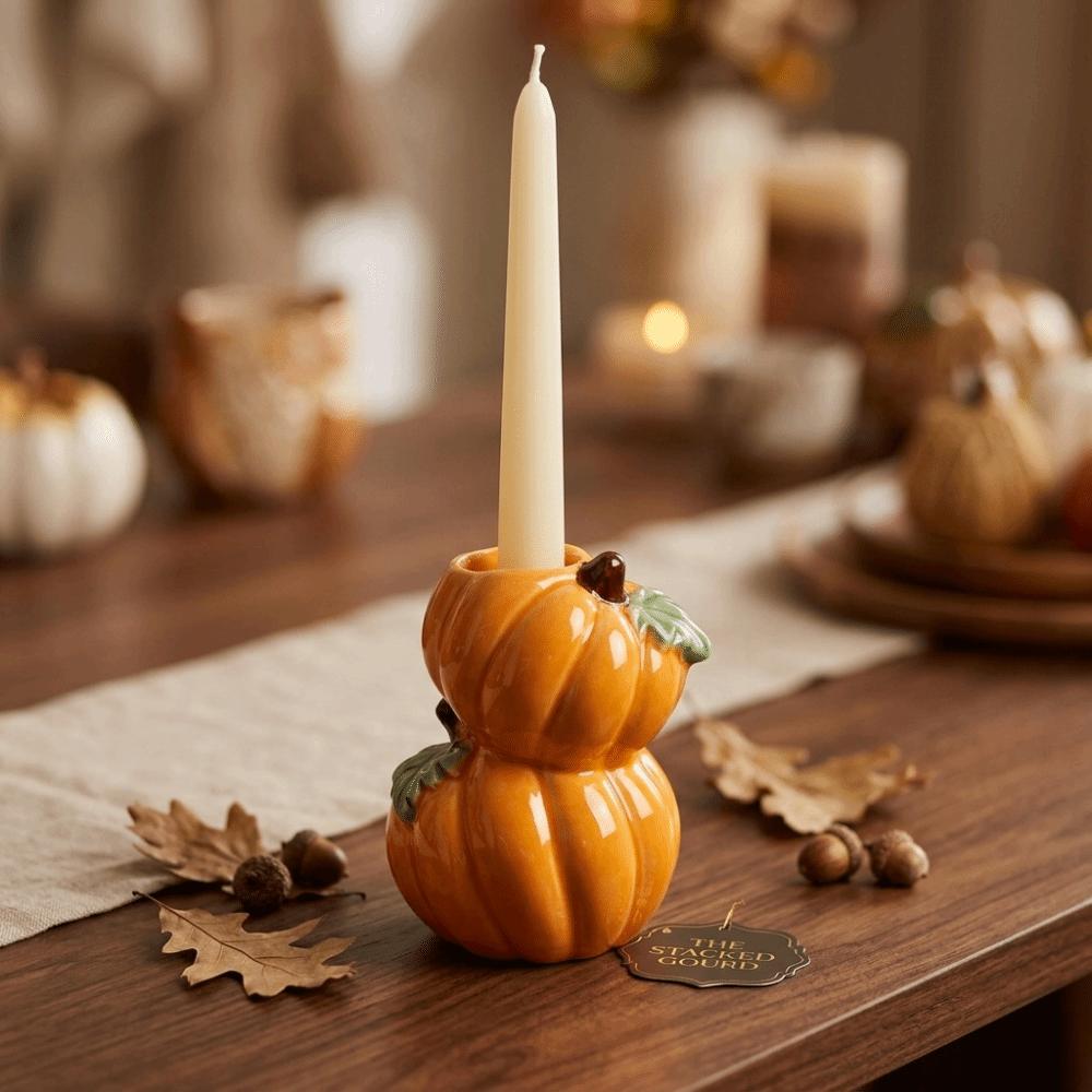 Centerpiece Ceramic Candle Holder Ceramic Pumpkin Candle Stand Halloween Decor Desk Ornament