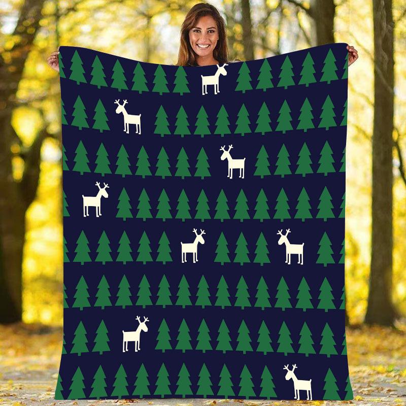 Santa Claus gives out gifts digital-printed polyester Bedroom velvet flannel cover blanket Fleece soft cover blankets for beds