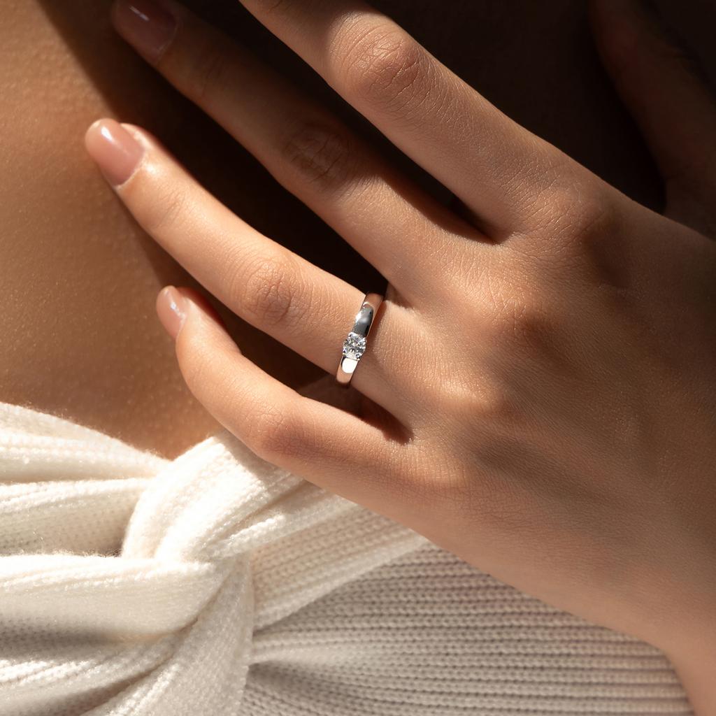 MODIAN D Color Round Moissanite Rings 925 Silver Fashion Simple Ring For Women Wedding Statement Jewelry Gifts