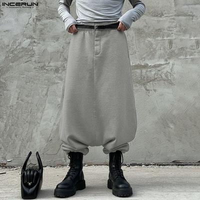 Men's Elastic Waist Casual Baggy Drop-crotch Pants Long Trousers