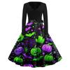 Women's Casual Fashion Halloween Printed V-Neck Vintage Dress