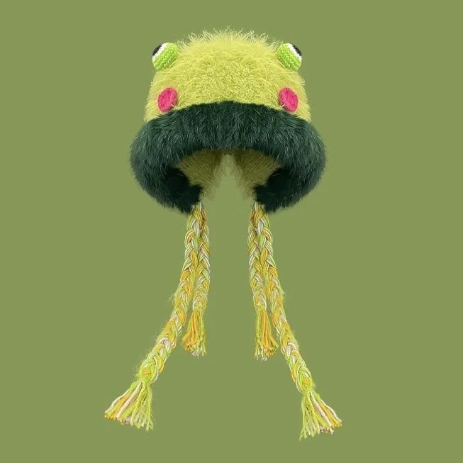 Autunno e inverno cappello da mostriciattolo di peluche da donna divertente carino cappello di lana piccolo animale protezione calda per le orecchie cappello Lei Feng lavorato a maglia