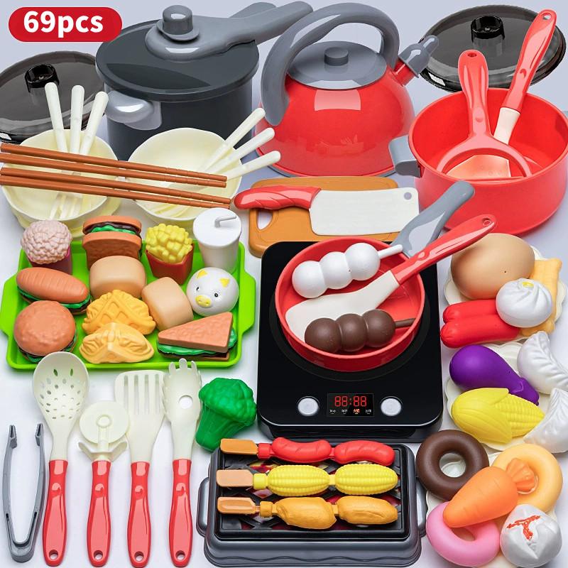 Childrens Kitchen Toy Playset With Stove And Food Items For Cooking Fun