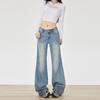 American retro micro-pull jeans women's autumn new design low waist loose and thin flared pants