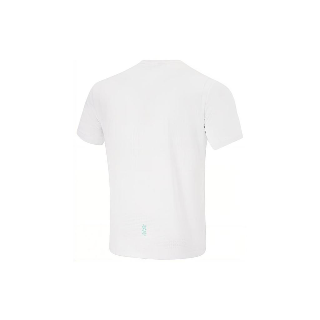 Li Ning Running Series Solid Color Reflective Crew Neck Short Sleeve T-Shirt Men Tops Standard-White ATSU199-2