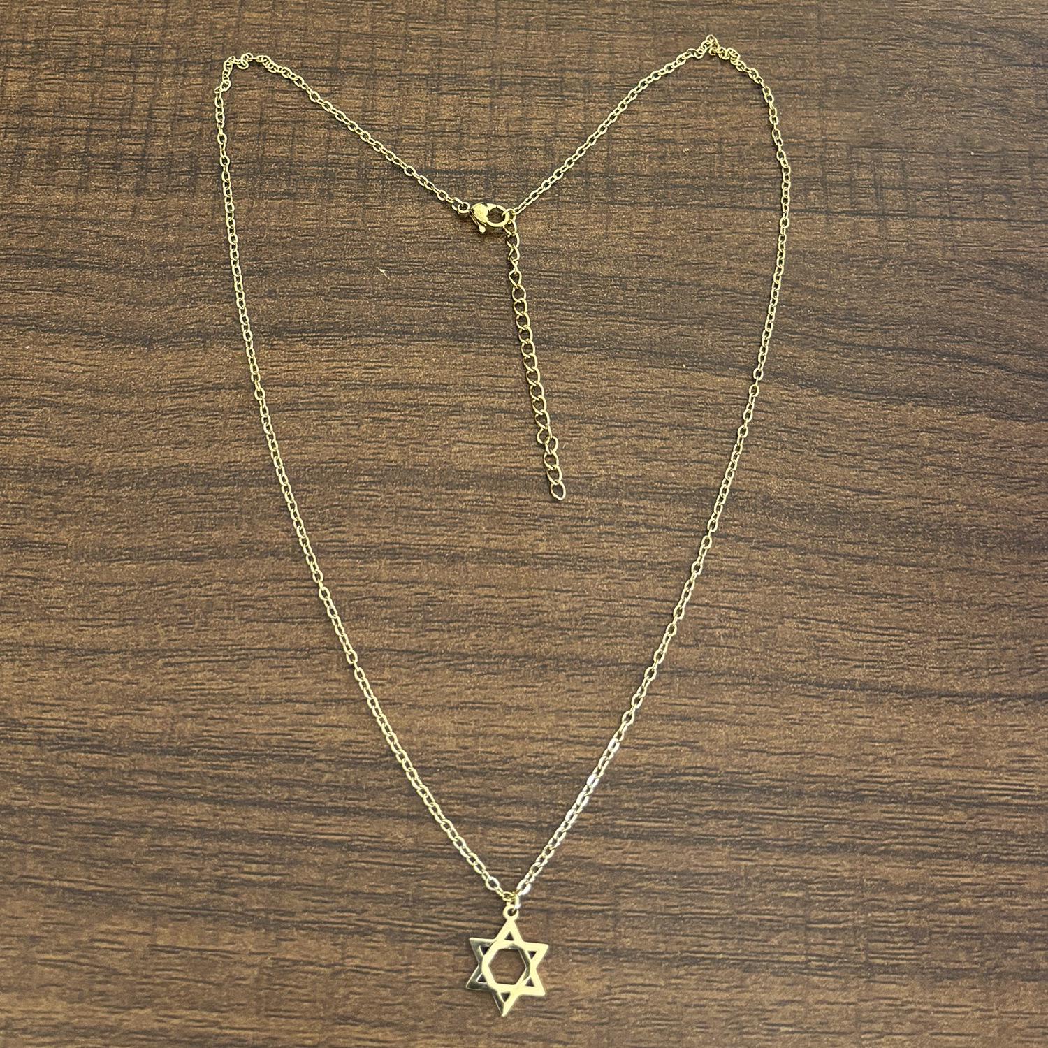 

Изысканное колье-чокер из нержавеющей стали Звезда Давида - Минималистичный дизайн гексаграммы