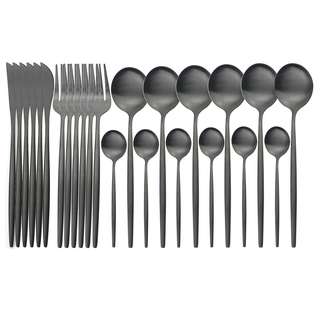 24-Piece Dinnerware Cutlery Set Tableware Set White Gold Cutlery Stainless Steel Spoon Fork Spoon Kitchen Spoon And Fork Set