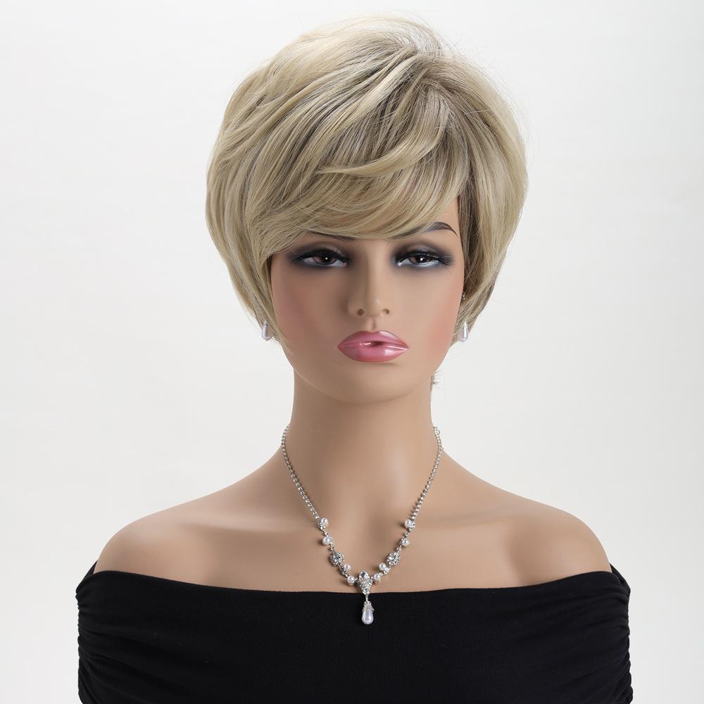 Набор золотых коротких прямых волос Модный женский парик