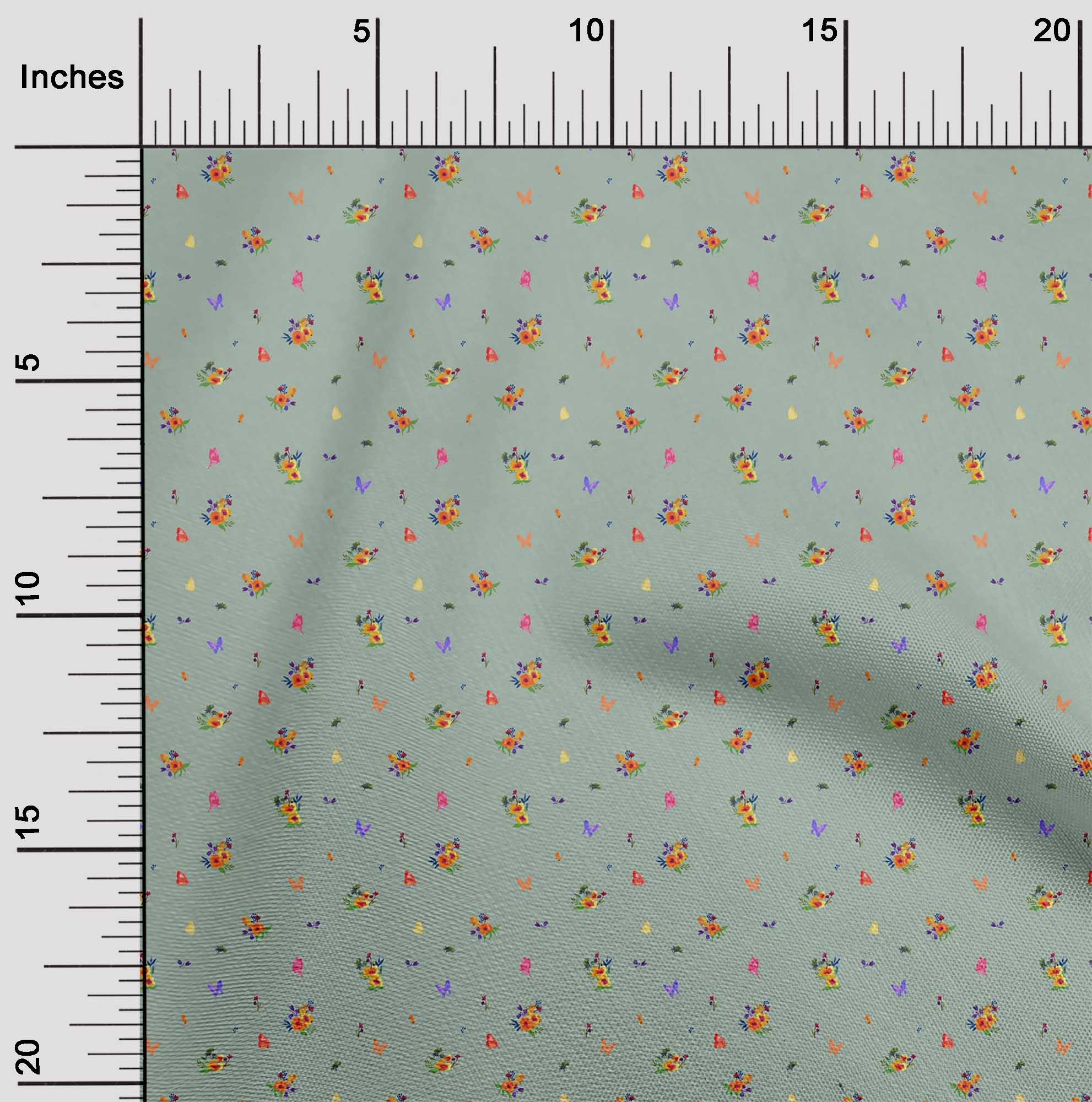 

oneOone Cotton Flex Fabric Leaves|Insect & Flower Floral Decor Fabric Printed BTY 40 Inch 42 Inch Wide - Viscose Chiffon зелений