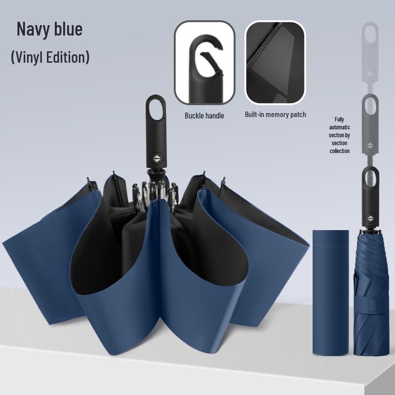 Memory Patch Three-Fold Automatic Umbrella: 8-Bone, Non-Folding, Dual-Use for Sun and Rain.