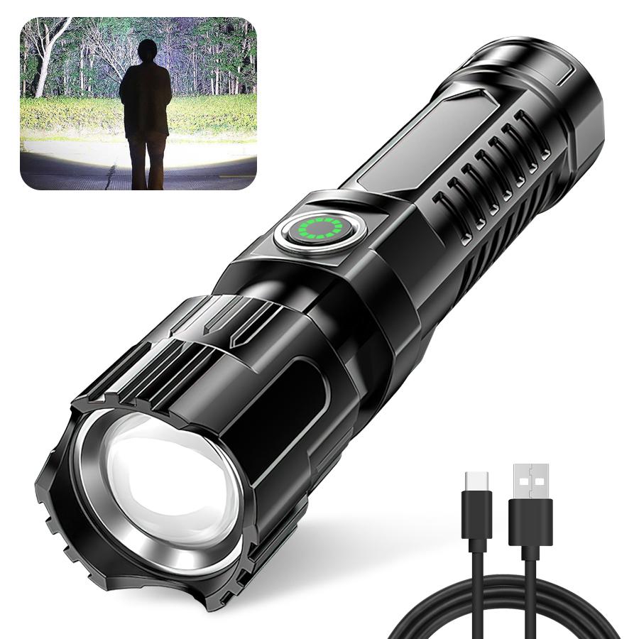 Super Bright 1000LM Rechargeable LED Flashlight Handheld Powerful Zoomable Waterproof Torch for Emergency Camping