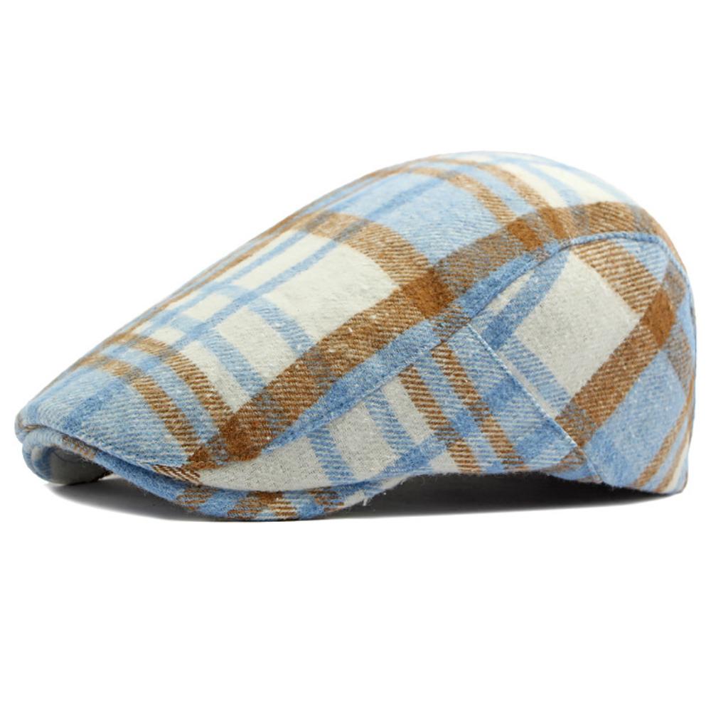 HT4903 Beret Cap New Autumn Winter Wool Beret Hat Women Plaid Artist Painter Hat Male Female Ivy Flat Cap Adjustable Mens Berets