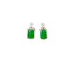 Green Small and fresh Natural Chalcedony Square Butterfly Stud Earrings Fashion Exquisite Simple Jewelry for Women gift