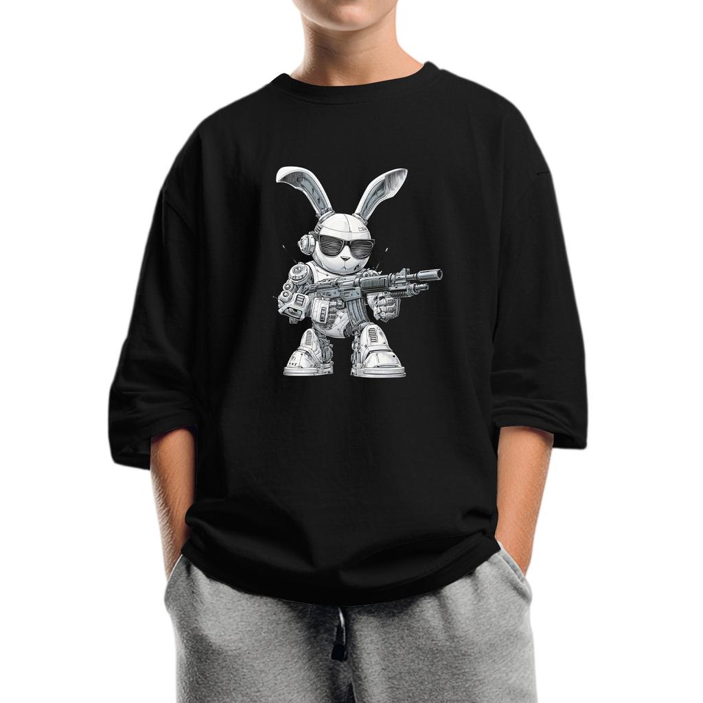 Kindermode Bedrucktes Rundhals-Top mit sieben Ärmeln, lässiges T-Shirt