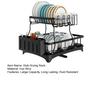Tableware Stand Dish Drying Rack Large Capacity Double-Layer Design Anti-Rust Coating