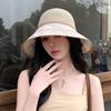 Spring and Autumn New Hat Women's Knitted Mesh Bow Bucket Hat Summer Colored Glue Sunscreen Visor